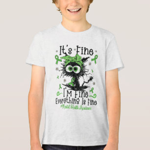 Camiseta Triblenda Conciencia de Guerrero de Salud Mental Gato Negro