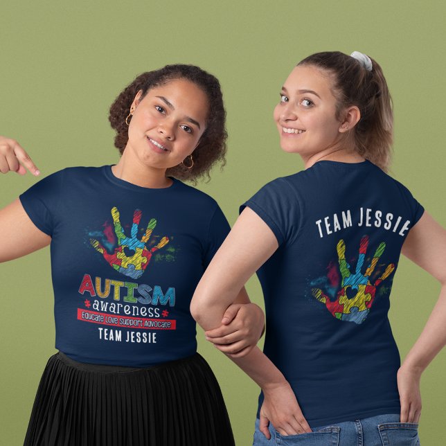 Camiseta Triblenda Concienciación personalizada sobre autismo - Defen (Autism Awareness Support Matching Team T-Shirt)