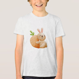 Camiseta Triblenda Conejito Adorable Abrazando Zanahoria