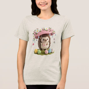 Camiseta Triblenda Conejito de Pascua lindo con paraguas
