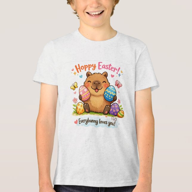 Camiseta Triblenda Conejito Huevos Pascua Capirotada Lindo (Anverso)