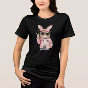 Camiseta Triblenda Conejito lindo con burbuja de goma