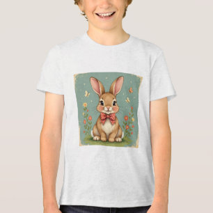 Camiseta Triblenda Conejito marrón adorable y lindo con corbata