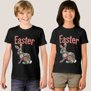 Camiseta Triblenda Conejo de Pascua con Floral y Bloom - Primavera Ún