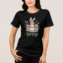 Camiseta Triblenda Conejo de primavera para mujeres