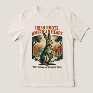 Camiseta Triblenda Conejo de Raíces Irlandesas y Corazón Americano