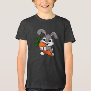 Camiseta Triblenda Conejo lúdico con una zanahoria grande