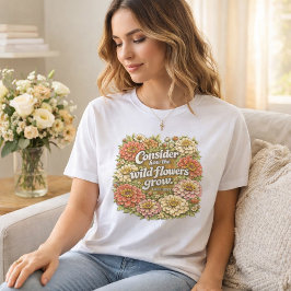 Camiseta Triblenda Consider the Wildflowers Vintage Retro Floral 