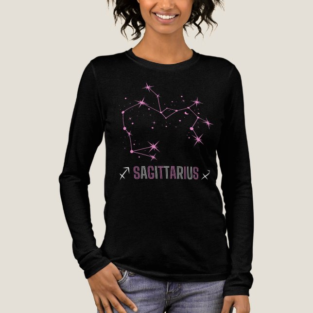 Camiseta Triblenda Constelación de Sagittarius en rosa (Anverso)