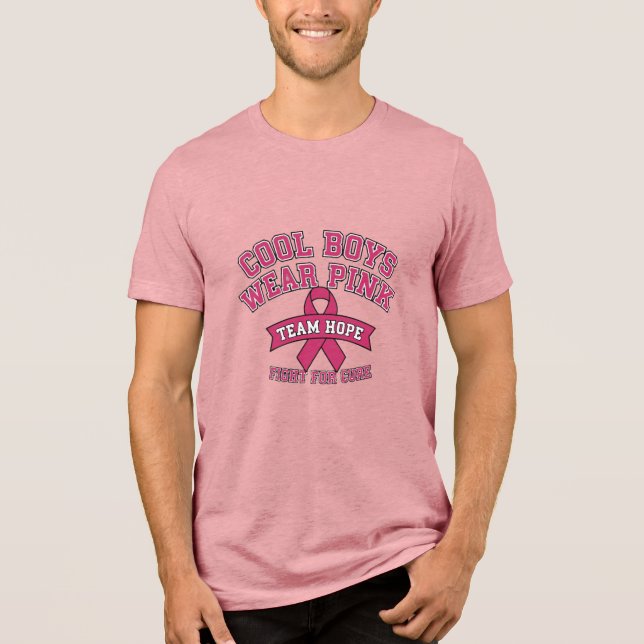 Camiseta Triblenda Cool Boys Wear Pink Breast Cancer Awareness Shirt (Anverso)