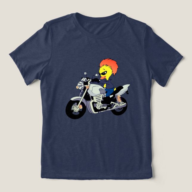 Camiseta Triblenda Cool Duck Riding a Motorcycle (Diseño delantero )