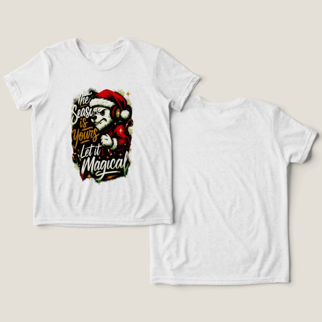 Camiseta Triblenda Cool Kids Christmas Edgy Santa Bear DJ Tee (Diseño Anverso y Reverso)