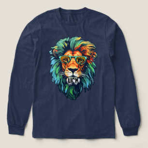 Camiseta Triblenda Cool King – León Colorido con Diseño de Gafas de S