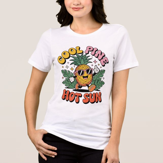 Camiseta Triblenda Cool Pine Hot Sun Retro Pineapple Summer Vibes (Anverso)