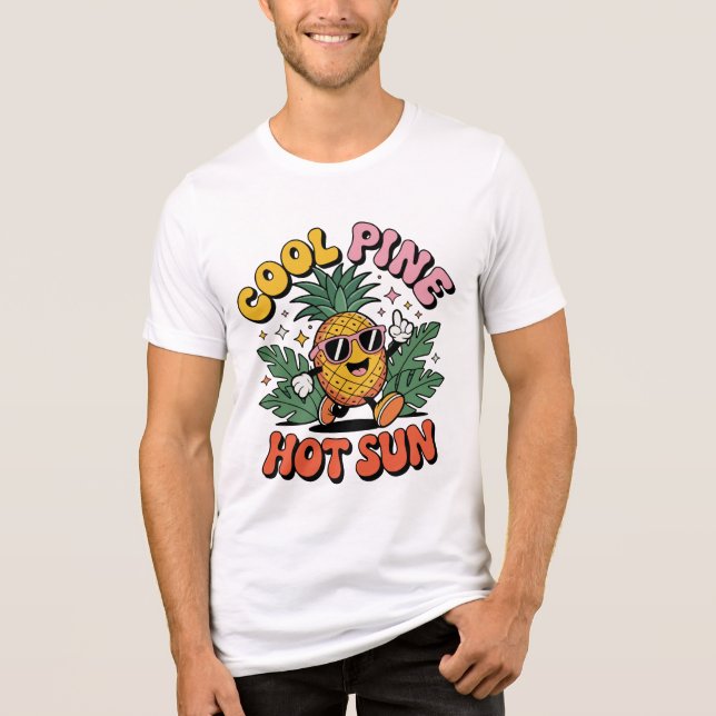 Camiseta Triblenda Cool Pine Hot Sun Retro Pineapple Summer Vibes (Anverso)