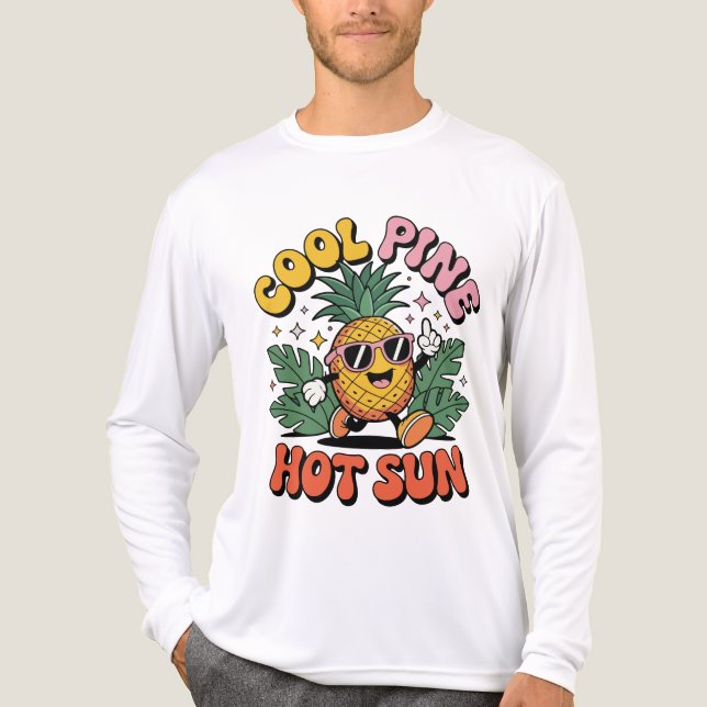 Camiseta Triblenda Cool Pine Hot Sun Retro Pineapple Summer Vibes (Anverso )