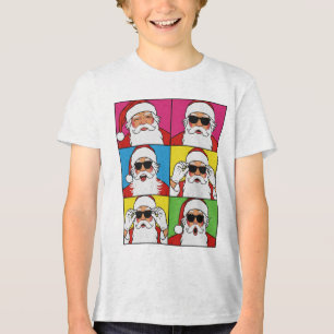 Camiseta Triblenda Cool Santa Claus Pop Art con gafas de sol - Retro 