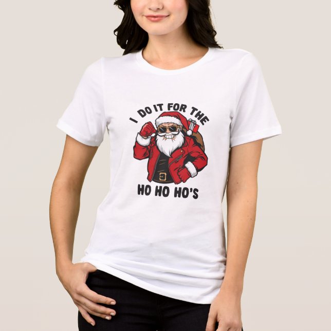 Camiseta Triblenda Cool Santa I Do It For The Ho Ho Hos  (Anverso)