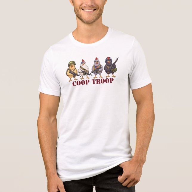 Camiseta Triblenda Coop Troop Funny 4th of July Military Hens  (Anverso)