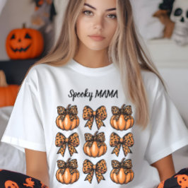 Camiseta Triblenda Coqueta de calabaza de leopart bow retro Halloween