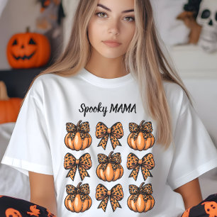 Camiseta Triblenda Coqueta de calabaza de leopart bow retro Halloween