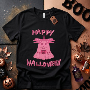 Camiseta Triblenda Coqueta Fantasma Rosa Feliz Halloween Arte Digital