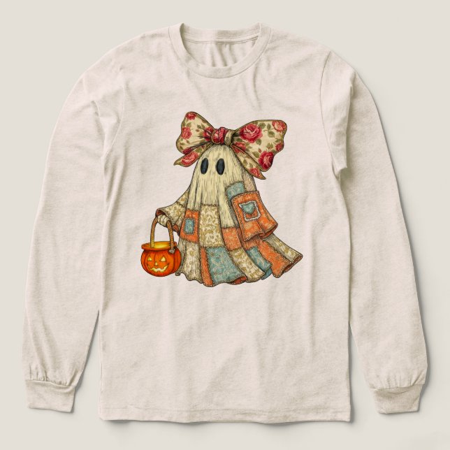 Camiseta Triblenda Coquette Ghost Bow Retro Naranja Azul Denim & Patc (Diseño traserp)