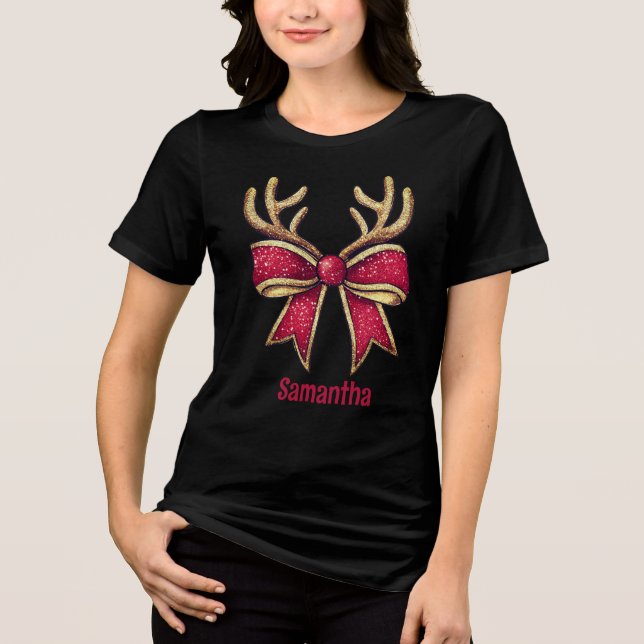 Camiseta Triblenda Coquette Navidades Reindeer Bow (Anverso)