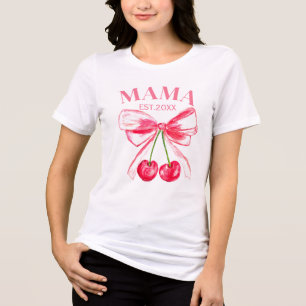 Camiseta Triblenda Coquette Pink Bow Cherries Aestética de mamá
