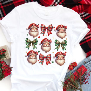 Camiseta Triblenda Coquette Plaid Bows and Santa Navidades Vibes