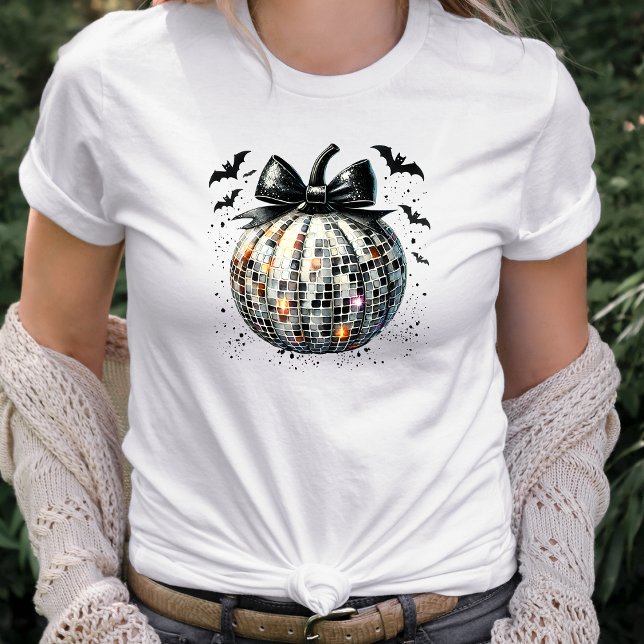 Camiseta Triblenda Coquettish Disco Ball Pumpkin Black Bow (Subido por el creador)