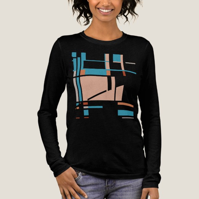 Camiseta Triblenda Coral Aqua Naranja MCM Look Geométrico Resumen (Anverso)