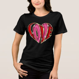 Camiseta Triblenda Corazón de "amor" rosa y rojo dorado