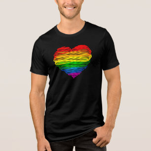 Camiseta Triblenda Corazón de colores de arcoíris de SlipperyJoe gara