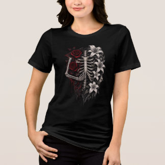 Camiseta Triblenda 🌹💀 Corazón de Esqueleto Floral Gótico