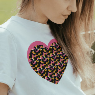 Camiseta Triblenda Corazón de Guepardo Rosa Negro
