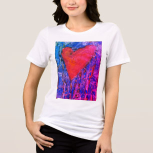Camiseta Triblenda Corazón de mosaico rosa de las mujeres
