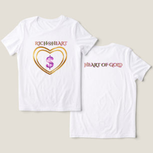 Camiseta Triblenda CORAZÓN DE ORO, RICH@HEART Gráfico de doble cara