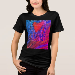 Camiseta Triblenda Corazón de San Valentín con gráficos rosa y púrpur