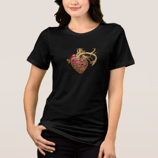 Camiseta Triblenda Corazón de Steampunk Rubíes y Engranajes Anatómico
