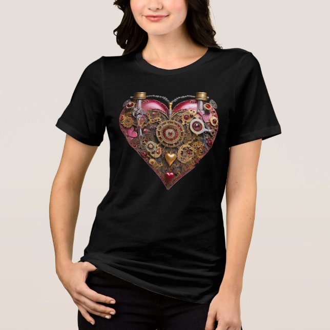 Camiseta Triblenda Corazón de Streampunk Rubí San Valentín (Anverso)