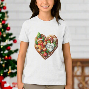 Camiseta Triblenda Corazón del hombre de pan de jengibre de navidad l