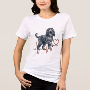Camiseta Triblenda Corazón Línea Latido Perro Lebrel Afgano