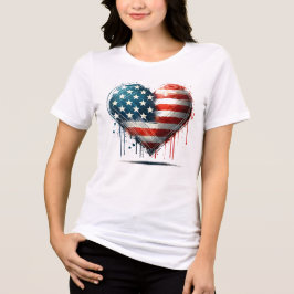Camiseta Triblenda Corazón resiliente: Espíritu norteamericano en el