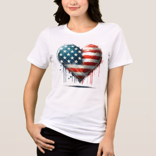 Camiseta Triblenda Corazón resiliente: Espíritu norteamericano en el