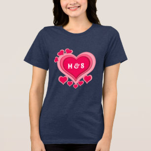 Camiseta Triblenda Corazón Rosa Romántico Día de San Valentín