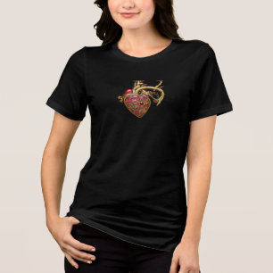 Camiseta Triblenda Corazón Steampunk Anatómico Rubíes y Engranajes