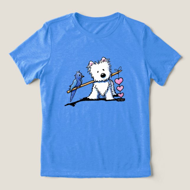 Camiseta Triblenda Corazones de KiniArt Westie (Diseño delantero )