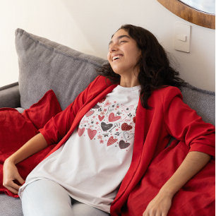 Camiseta Triblenda Corazones rojos del tema de San Valentín