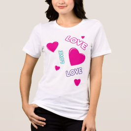 Camiseta Triblenda Corazones rosados y amor - diseño romántico